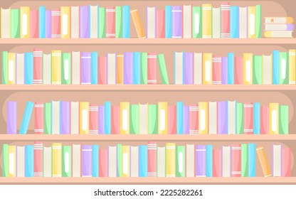 Vector cartoon image of a library or bookstore bookcase. Interior design for the home and for the children's room. The concept of education and study