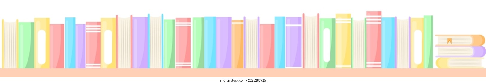 Vector cartoon image of a library or bookstore bookshelf. Interior design for the home and for the children's room. The concept of education and study