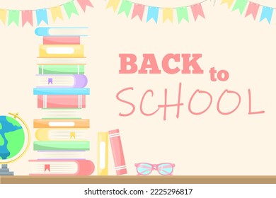 Vector cartoon image of a library or bookstore bookcase at night and during the day. Interior design for the home and for the children's room. The concept of education and study