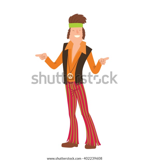 Vector Cartoon Image Man Hippie Man Stock Vector Royalty Free