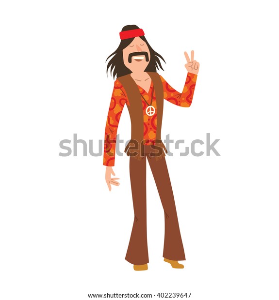 Vector Cartoon Image Man Hippie Man Stock Vector Royalty Free