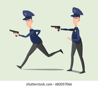 Vector cartoon image of a man police officer.The concept of combating crime.  
