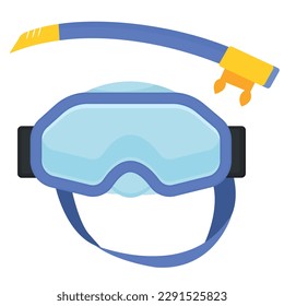 Vector cartoon image of a mask for scuba diving. The concept of recreation, travel and the beach. Colorful elements for design.