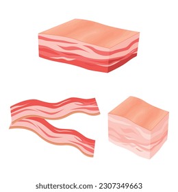 Vector cartoon image of meat products. The concept of farm fresh meat, smoked sausages, etc. Cooking and selling elements for your design.