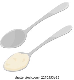 Vector cartoon image of a metal spoon. The concept of cooking and delicious food. An element for your design