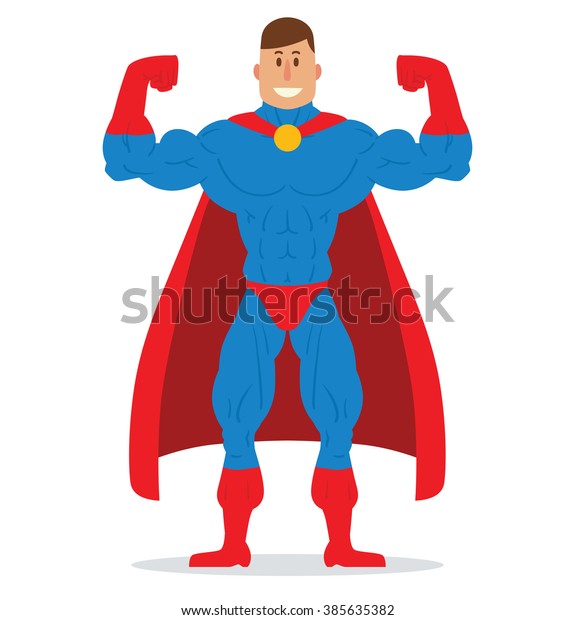 Vektorgrafik Eines Muskulosen Superhelden Mit Braunem Stock Vektorgrafik Lizenzfrei