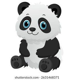 Vector cartoon image of panda. Animal concept for children's illustrations, articles, books. Zoo, circus. Element for your design.
