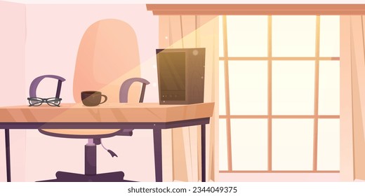 Vector cartoon image of a room with a workplace. The concept of study and work. An element for your design.