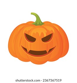 Vector cartoon image of a scary pumpkin. Halloween and fun concept. Creepy elements for your design.