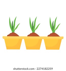 Vector cartoon image of seedlings. The concept of caring for seedlings and vegetable garden. Farm work. An element for your design.