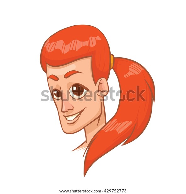 Vector Cartoon Image Smiling Womans Head Stock Vector Royalty