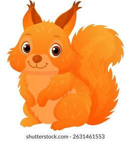 Vector cartoon image of squirrel. Animal concept for children's illustrations, articles, books. Zoo, circus. Element for your design.