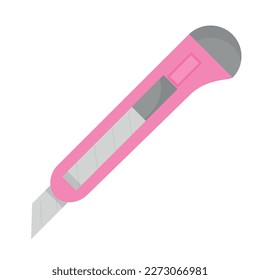 Vector cartoon image of a stationery knife.  Bright educational elements for your design. The concept of study and work.