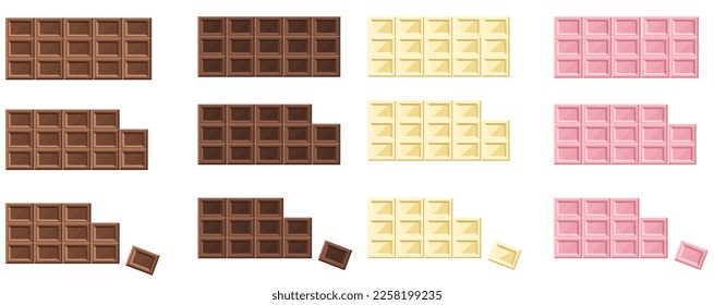 Imagen vectorial de una barra de chocolate dulce. El concepto de postre y delicias. Día de San Valentín, 8 de marzo, Día de la Madre.