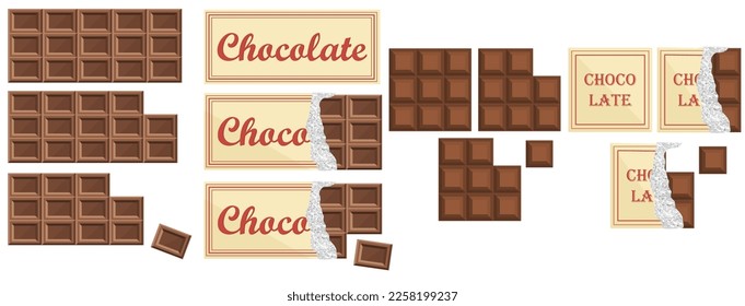 Vector cartoon image of a sweet chocolate bar. The concept of dessert and delicious treats. Valentine's Day, March 8, Mother's Day.