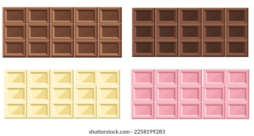 Vector cartoon image of a sweet chocolate bar. The concept of dessert and delicious treats. Valentine's Day, March 8, Mother's Day.