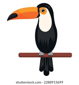 Vector cartoon image of a tropical bird. Beautiful toucan close-up. An element for your design.