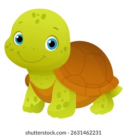 Vector cartoon image of turtle. Animal concept for children's illustrations, articles, books. Zoo, circus. Element for your design.