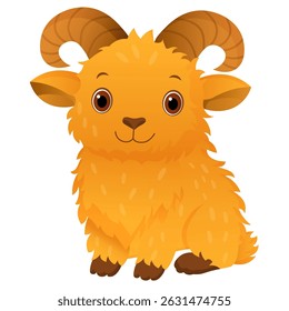 Vector cartoon image of urial. Animal concept for children's illustrations, articles, books. Zoo, circus. Element for your design.