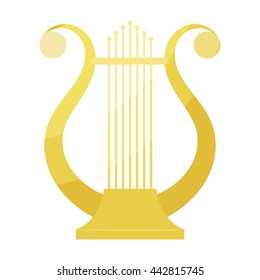 Vector cartoon image of vintage Lyre on a white background. Ancient Greek music string 
instrument. Stock vector illustration