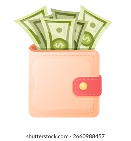 Vector cartoon image of a wallet. Concept of investment, salary, savings, business, etc. Element for your design