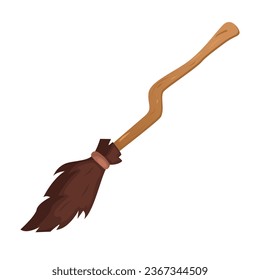 Vector cartoon image of a witch's broom. Halloween and fun concept. Creepy elements for your design.