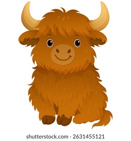 Imagem de desenho animado vetorial do iaque. ​ ​Conceito animal para ilustrações infantis, artigos, livros. Zoológico, circo. Elemento para seu design.