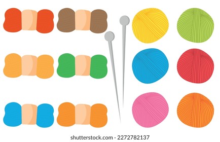Imagen vectorial de hilo y agujas de punto. Un elemento en tonos cálidos para el diseño. El concepto de confort otoñal.