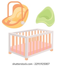 Vector cartoon images of objects for children. The concept of parenting and caring for the baby. Cute delicate elements for your design.
