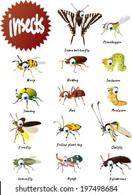 Vector Cartoon Insects Big Set Stock Vector (Royalty Free) 197498684 ...