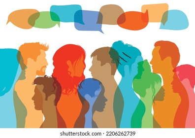 Vector Cartoon Of International People Speaking And Interacting. The Concept Of Communication. Community. Share Information On Social Networks.