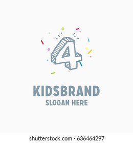 Vector cartoon isolated 4 sticker set. Alphabet can be used for scrap booking, posters, school projects.