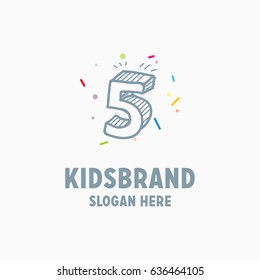 Vector cartoon isolated 5 sticker set. Alphabet can be used for scrap booking, posters, school projects.