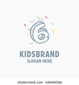 Vector cartoon isolated 6 sticker set. Alphabet can be used for scrap booking, posters, school projects.