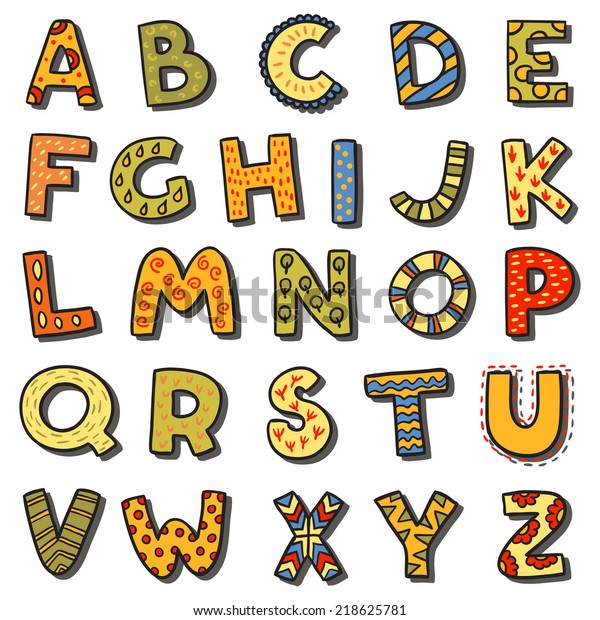 Vector Cartoon Isolated Alphabet Sticker Set Stock Vector (Royalty Free ...