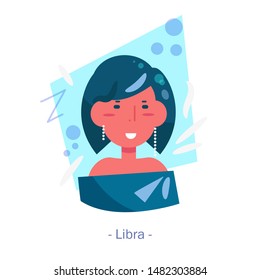 Vector. Cartoon. Isolated art on white background. Flat Libra Woman