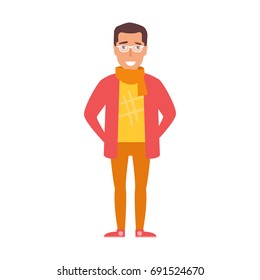 Vector. Cartoon. Isolated art on white background. Flat. Hipster
