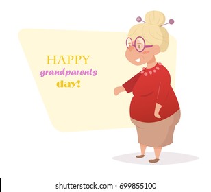 Vector. Cartoon. Isolated art on white background. Flat. Grandparents day.