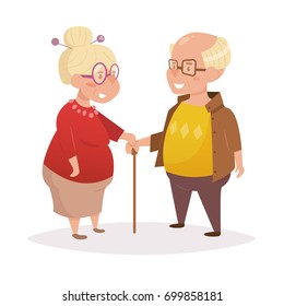 Vector. Cartoon. Isolated art on white background. Flat. Grandparents day