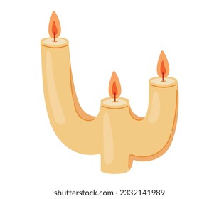 Vector cartoon isolated flat decorative old vintage interior candle.