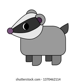 Vector cartoon isolated funny badger, simple cute animal logo, little wild animal vector icon on white background

