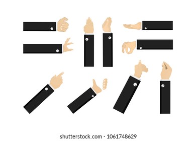 Vector cartoon isolated hand gestures for decoration and covering on the white background.