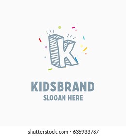 Vector cartoon isolated K sticker set. Alphabet can be used for scrap booking, posters, school projects.