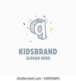 Vector cartoon isolated Q sticker set. Alphabet can be used for scrap booking, posters, school projects.