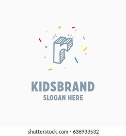 Vector cartoon isolated R sticker set. Alphabet can be used for scrap booking, posters, school projects.