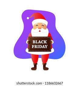 Vector cartoon isolated Santa Claus character with Black friday sale theme for decoration and covering on the white background. Concept of sale and discount.