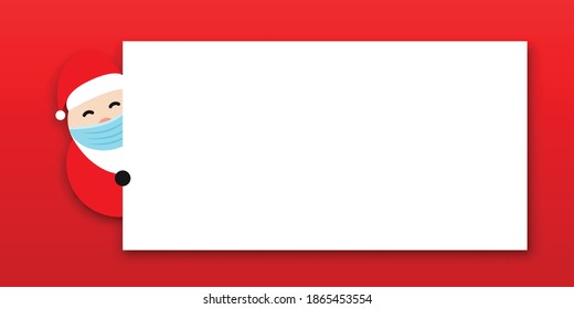 Vector cartoon isolated Santa Claus character with medical mask. Concept of Merry Christmas and Happy New Year. 