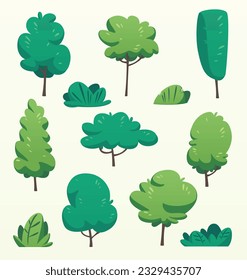 Vektorgrafik einzeln auf Baum und Buschgrafik für Stadtparkzeichnung
