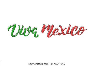 Vector cartoon isolated typography logo for Viva Mexico with thin line art design for decoration and covering on the white background. Concept of Happy Independence Day in Mexico.