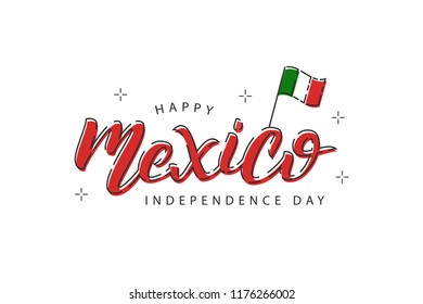 Vector cartoon isolated typography logo for Mexico Independence Day with thin line art design for decoration and covering on the white background. Concept of Viva Mexico.